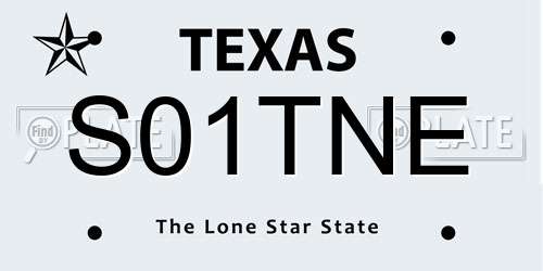 S01TNE Texas License Plate