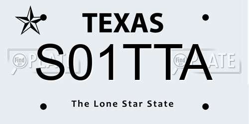 S01TTA Texas License Plate