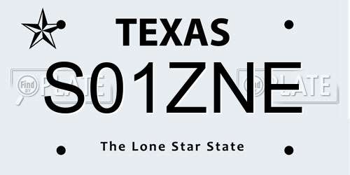 S01ZNE Texas License Plate
