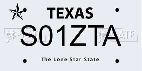 S01ZTA Texas License Plate