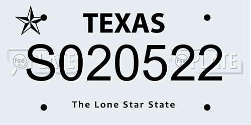 S020522 Texas License Plate