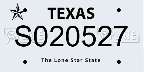 S020527 Texas License Plate