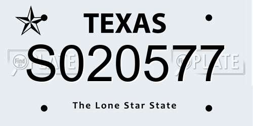 S020577 Texas License Plate