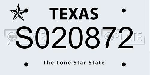 S020872 Texas License Plate