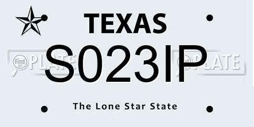S023IP Texas License Plate