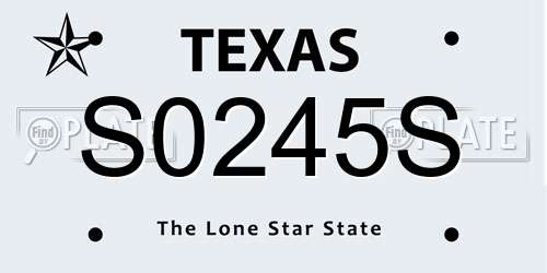 S0245S Texas License Plate