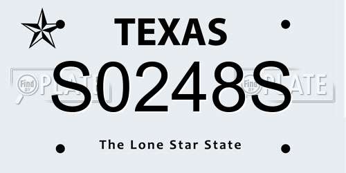S0248S Texas License Plate