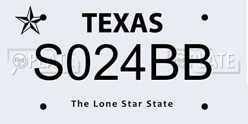 S024BB Texas License Plate