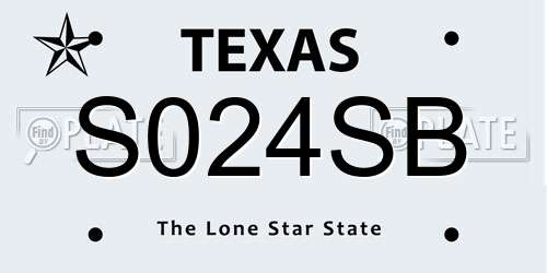 S024SB Texas License Plate