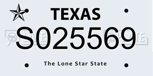 S025569 Texas License Plate
