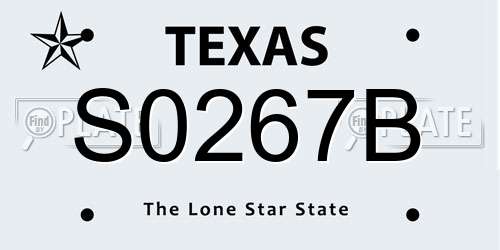 S0267B Texas License Plate