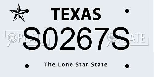 S0267S Texas License Plate