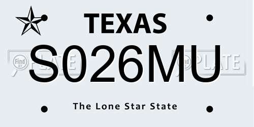 S026MU Texas License Plate