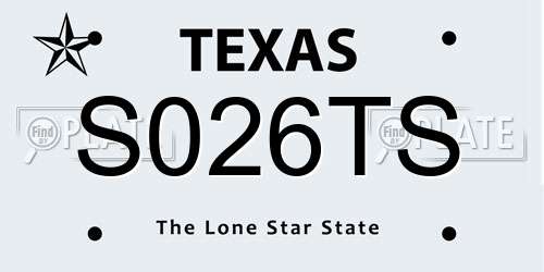 S026TS Texas License Plate