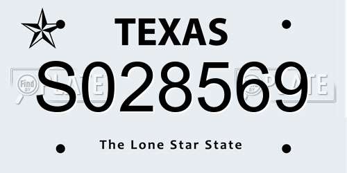 S028569 Texas License Plate