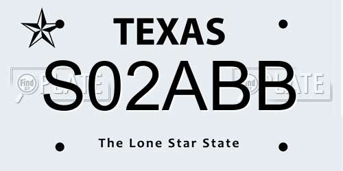 S02ABB Texas License Plate