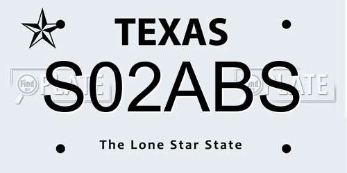 S02ABS Texas License Plate