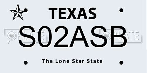 S02ASB Texas License Plate