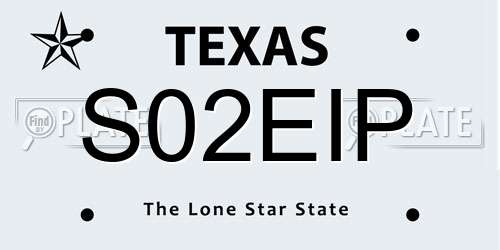 S02EIP Texas License Plate