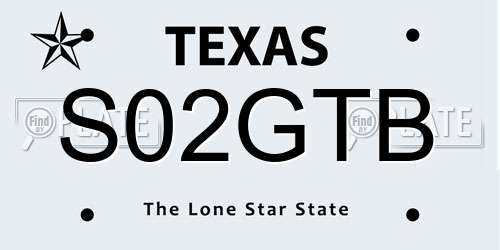 S02GTB Texas License Plate