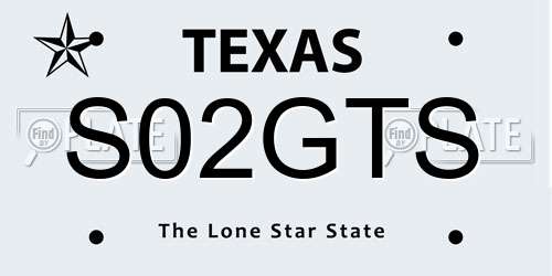 S02GTS Texas License Plate