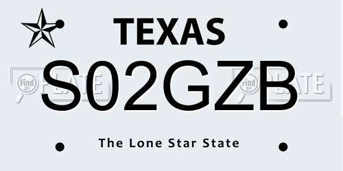 S02GZB Texas License Plate