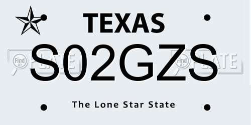 S02GZS Texas License Plate