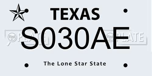 S030AE Texas License Plate