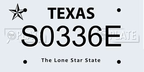 S0336E Texas License Plate