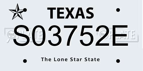 S03752E Texas License Plate