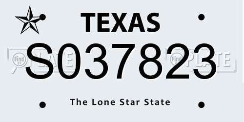 S037823 Texas License Plate