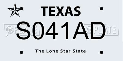 S041AD Texas License Plate