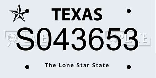 S043653 Texas License Plate