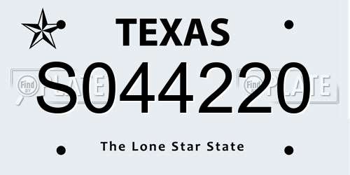 S044220 Texas License Plate
