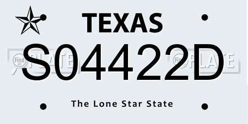 S04422D Texas License Plate