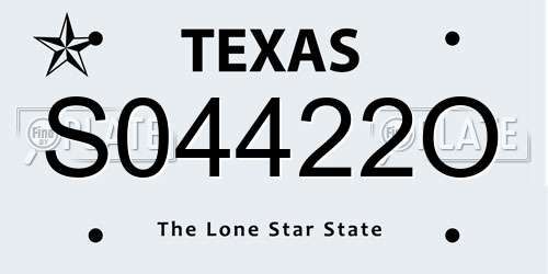 S04422O Texas License Plate
