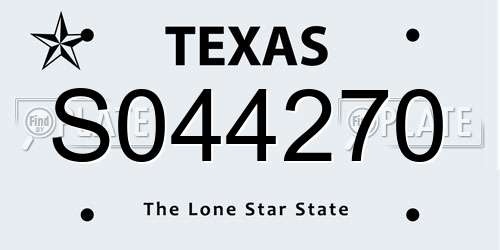S044270 Texas License Plate