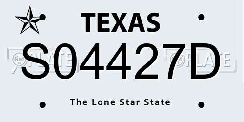 S04427D Texas License Plate