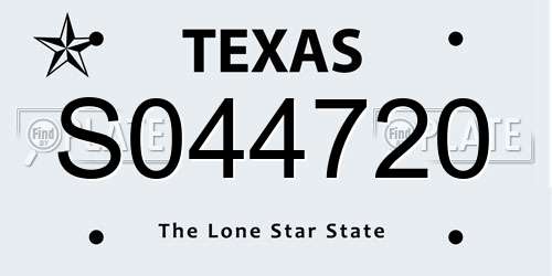 S044720 Texas License Plate