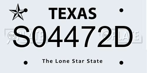 S04472D Texas License Plate