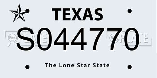 S044770 Texas License Plate