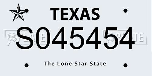 S045454 Texas License Plate