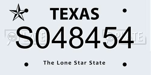S048454 Texas License Plate