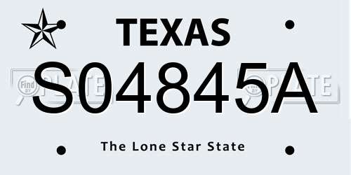 S04845A Texas License Plate