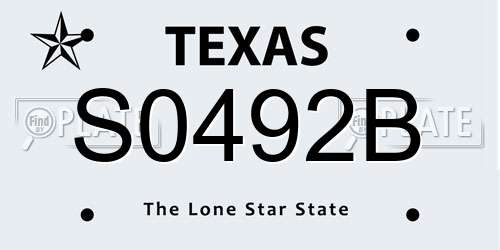 S0492B Texas License Plate