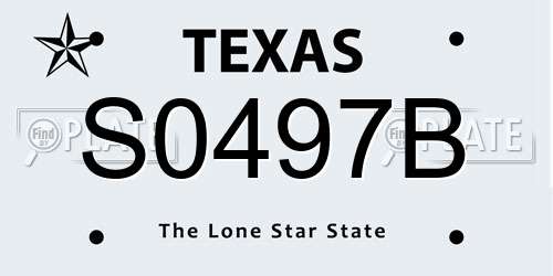 S0497B Texas License Plate