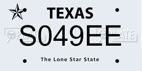S049EE Texas License Plate