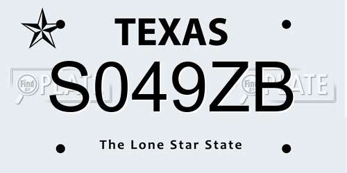S049ZB Texas License Plate