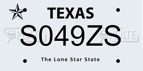 S049ZS Texas License Plate