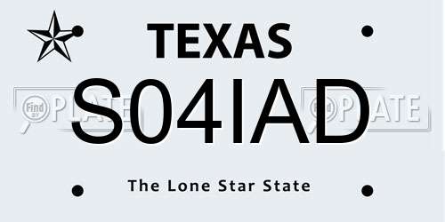 S04IAD Texas License Plate